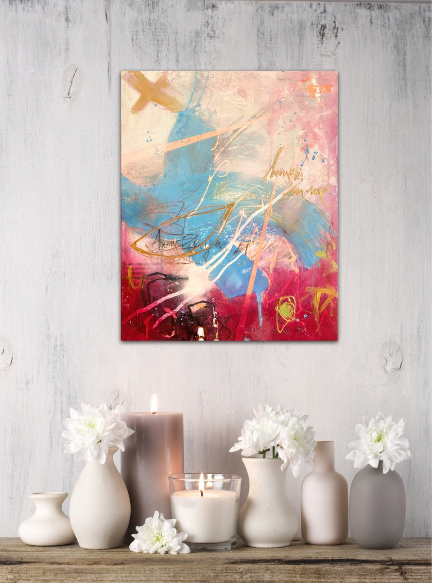 Organic Abstract Acrylic Painting By Bea Schubert, 16 X 20, Home Is In Me No.1, Original Artwork