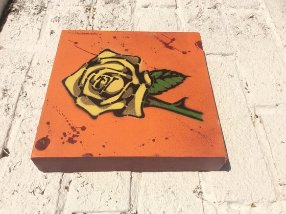 Yellow rose on orange