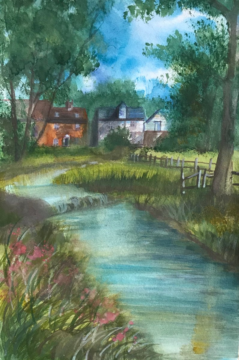 Impressionistic Landscape Watercolour By Anastasia Terskih, 8 X 12, At The Sunday, Original Artwork