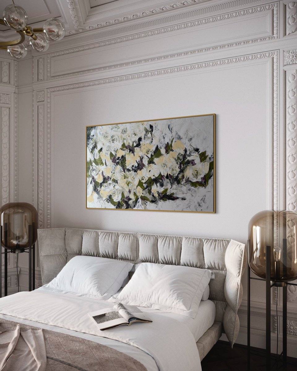 Impressionistic Botanical Acrylic Painting By Tetiana Hutsul, 61 X 37", I Can Be Your Therapy, Original Artwork