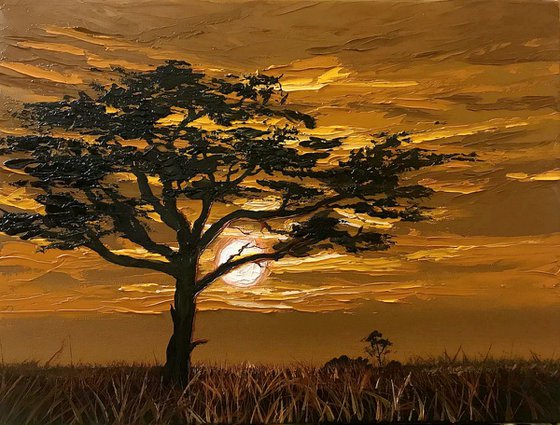 Golden sunset. Safari