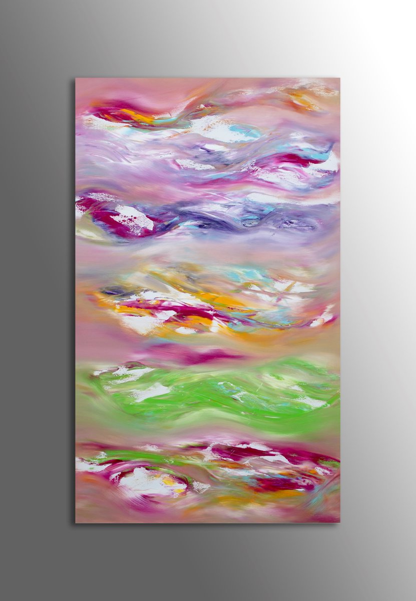 Abstract Oil Painting By Davide De Palma, 24 X 39, Gold, Original Artwork