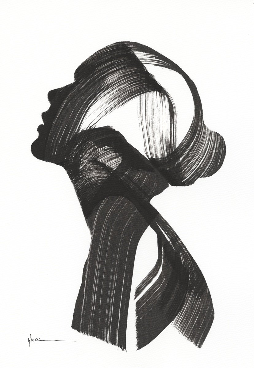 Expressive Ink Drawing , The Unspoken Flow By Nicol Vacaru, 11 X 15, Artwork For Sale On Artfinder