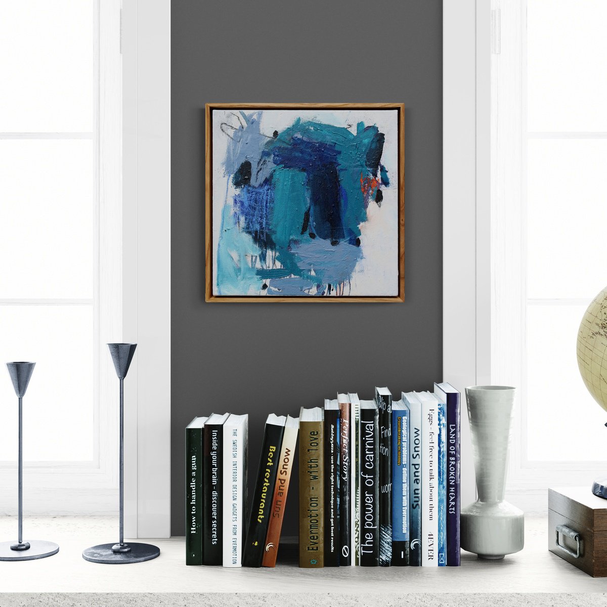 Expressive Abstract Painting By Daniela Schweinsberg, 13 X 13, Mediterranean Retreat Ii, Original Artwork