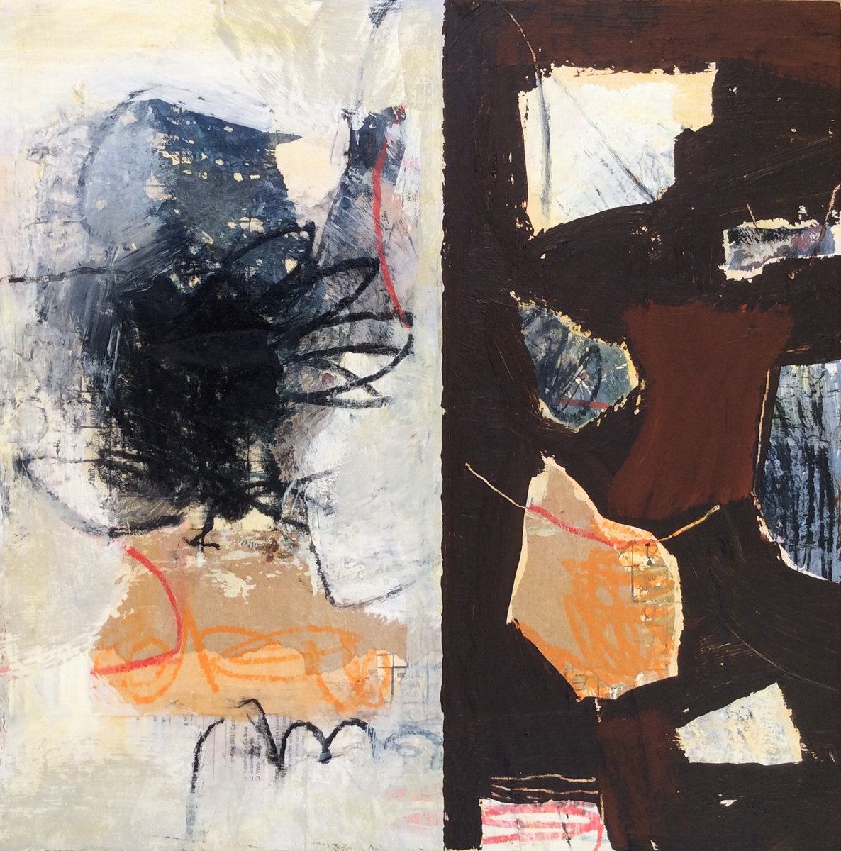 Abstract Acrylic Painting By Linda Coppens, 12 X 12", Duality Iii, Original Artwork