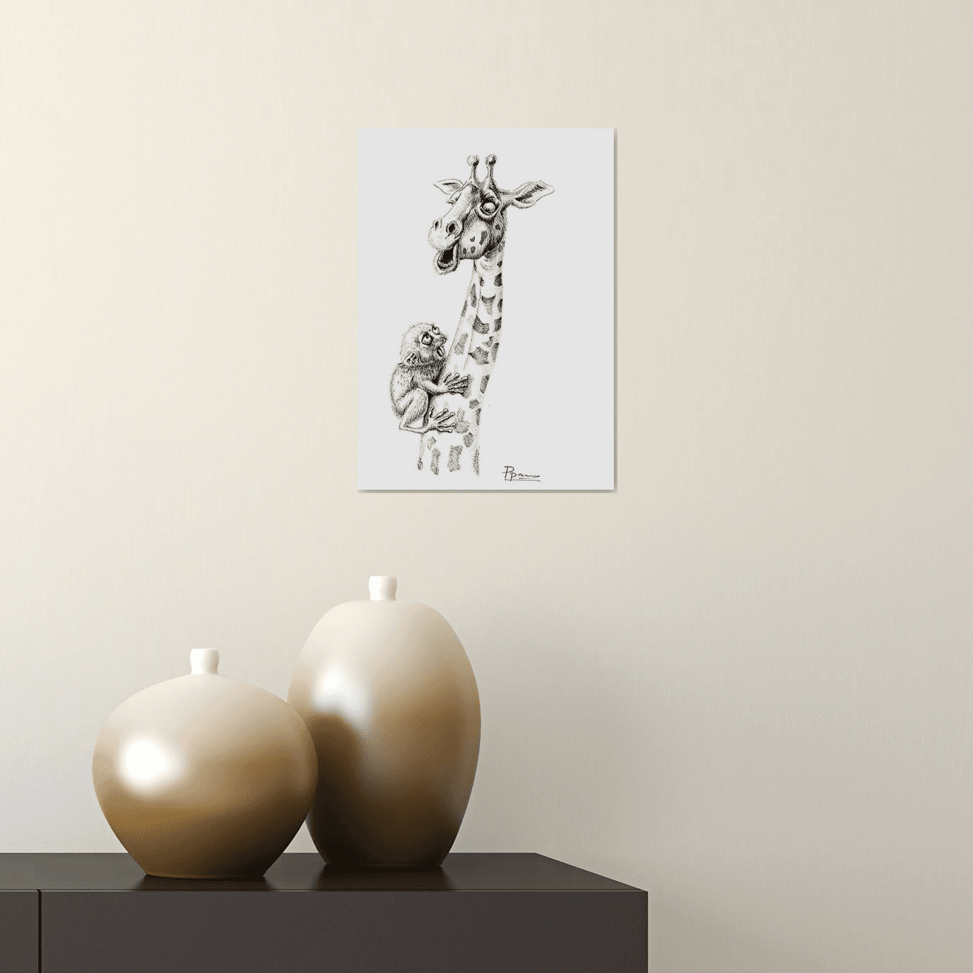 Giraffes Crayon style art 11x14 Canvas for a Stylish Transformation of Your  Space, free shipping