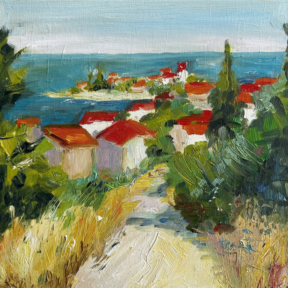 Sunlit Path To The Sea By Irina Anis, 12 X 12, Artwork For Sale On Artfinder