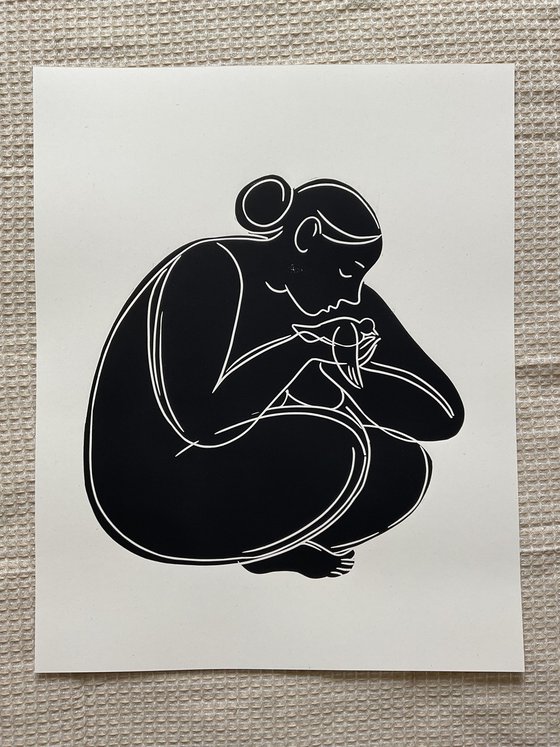 Linoprint "Bird-1" 40x50cm