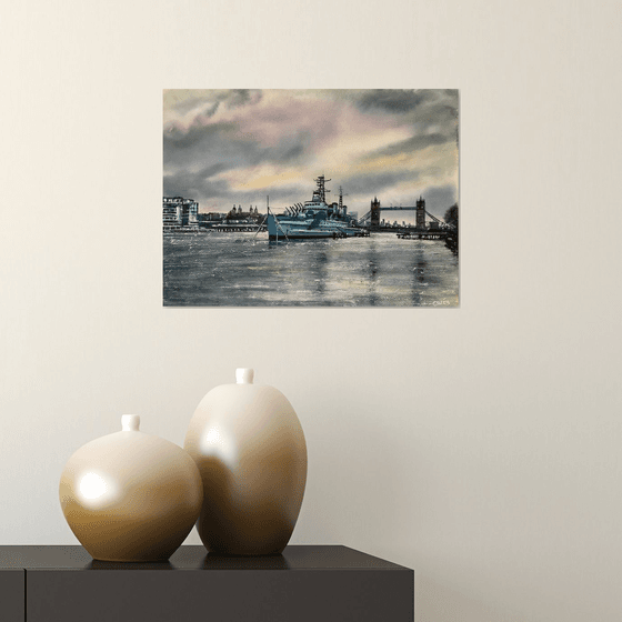 HMS Belfast at Dawn