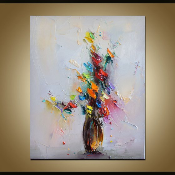 Flowers in vase , Flowers Oil Painting