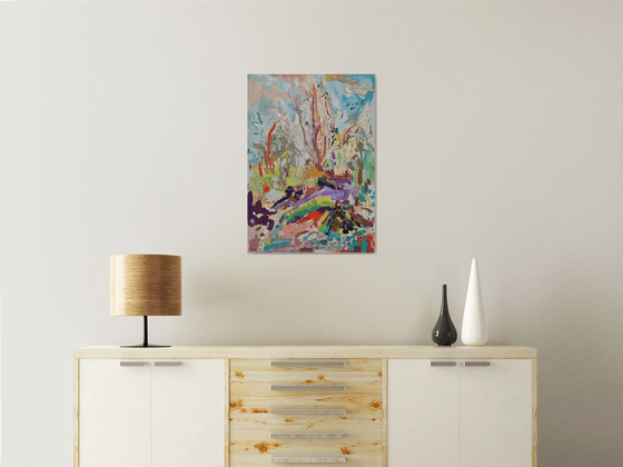 Abstract impressionist landscape painting, " And came the time of the fairies "