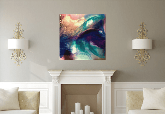 "Wave", Contemporary resin  painting on  board, 100x100x1,2cm, ready to hang