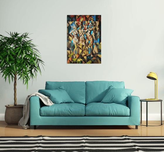 Checkroom(70x100cm, cubism, oil painting, ready to hang)