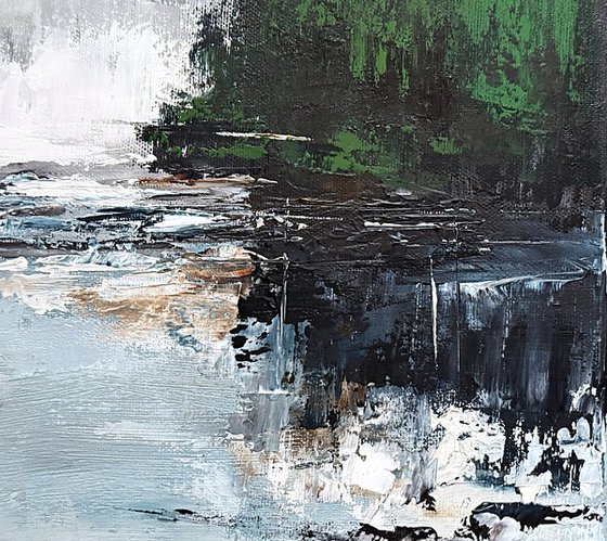 Emerald Shorelines — Diptych Green Grey