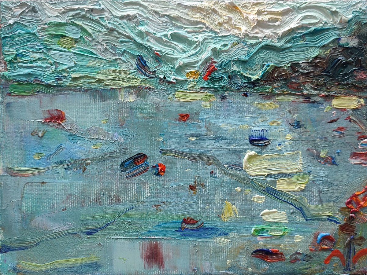 Impressionistic Landscape Oil Painting By Pavel Guliaev, 8 X 6", Sea Landscape, Original Artwork