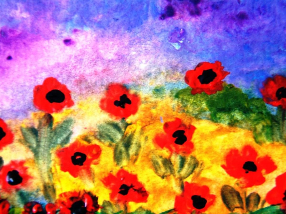 Happy Poppies-Special Aceo -Fun and cheerful by Manjiri Kanvinde