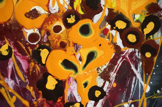 Folie Des Fleurs #3 - Extra large original abstract floral landscape