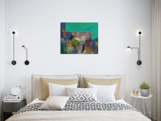 Abstract Painting, Landscape Sequence, Green Mint Oil Canvas Art