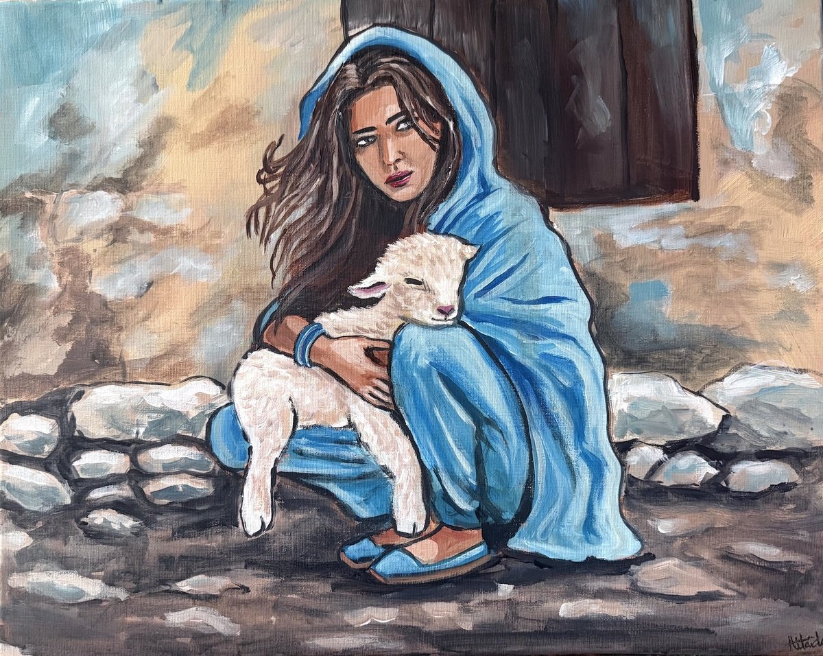 Impressionistic Portrait Acrylic Painting By Aisha Haider, 20 X 16, The Shephard