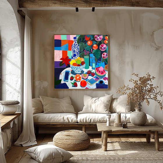 Still life with Vase and Fruit