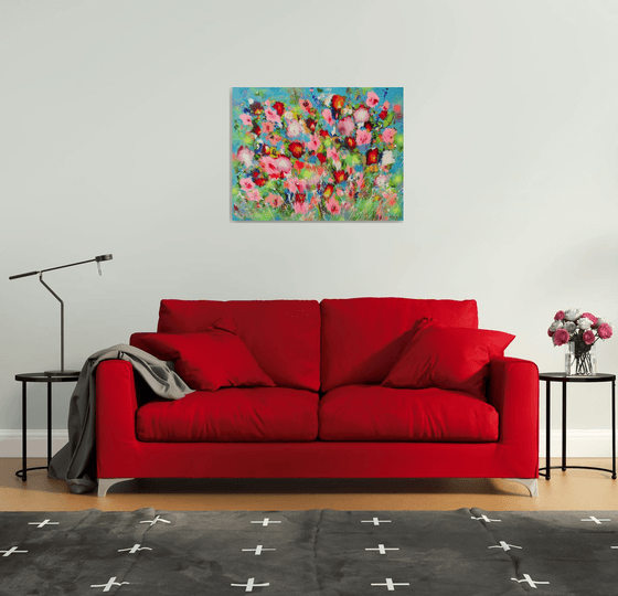 35.5” Spring, Floral Abstract Painting