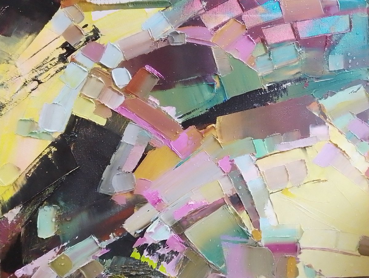 Organic Abstract Oil Painting By Valentyna Sokolovska, 18 X 14", Calm, Original Artwork