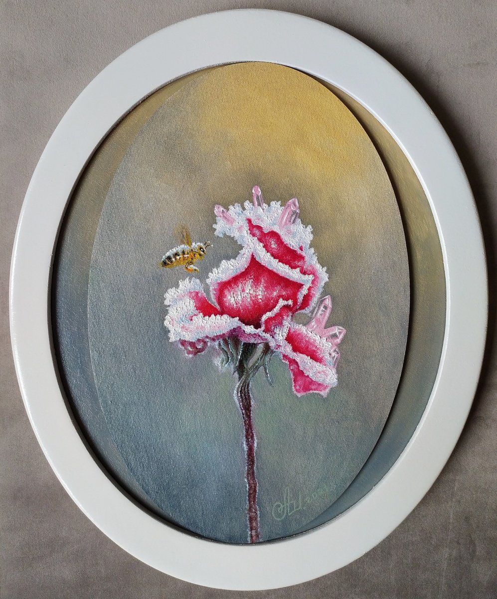 Surrealistic Botanical Oil Painting By Anna Shabalova, 12 X 14, Snow Queen, Original Artwork