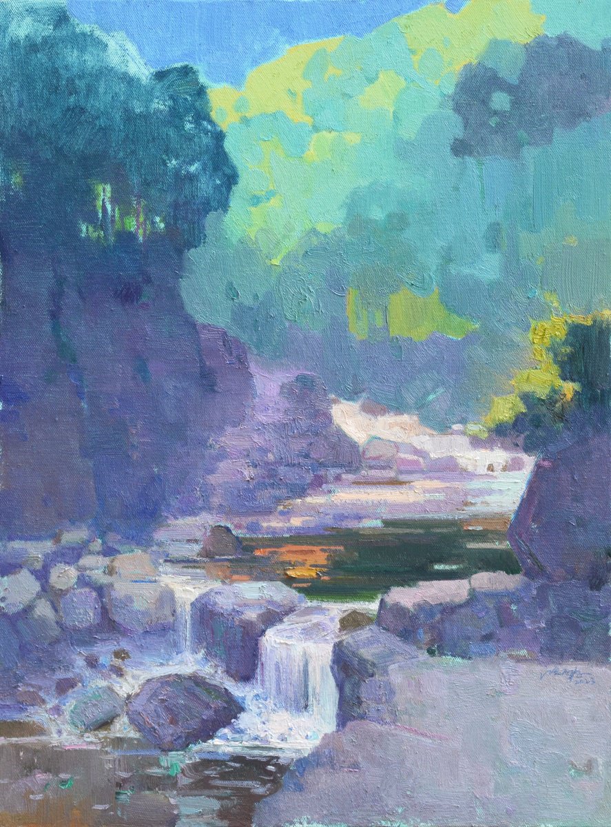 Impressionistic Landscape Oil Painting By Jianzhe Chon, 24 X 31, Landscape Oil Painting:chinese Rural Village 112, Artfinder