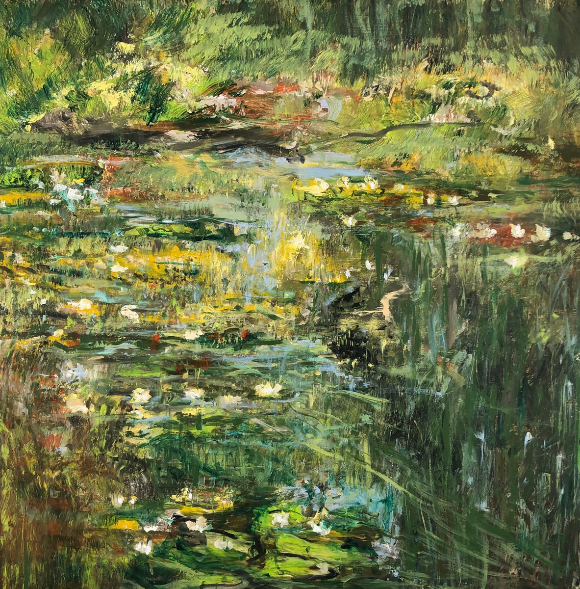 Impressionistic Botanical Oil Painting By Snezana Djordjevic, 31 X 31", My Garden 2, Original Artwork