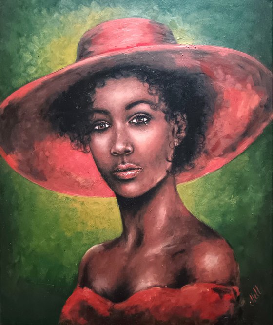 African woman in red