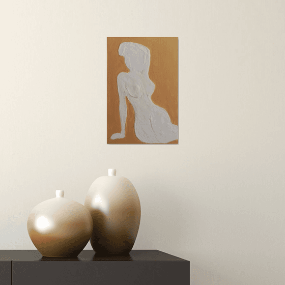 Minimalistic art Base relief Nude woman figure