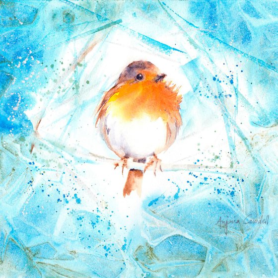 Robin painting, Robin watercolour, Robin watercolor painting, Bird wall art, Cute bird painting