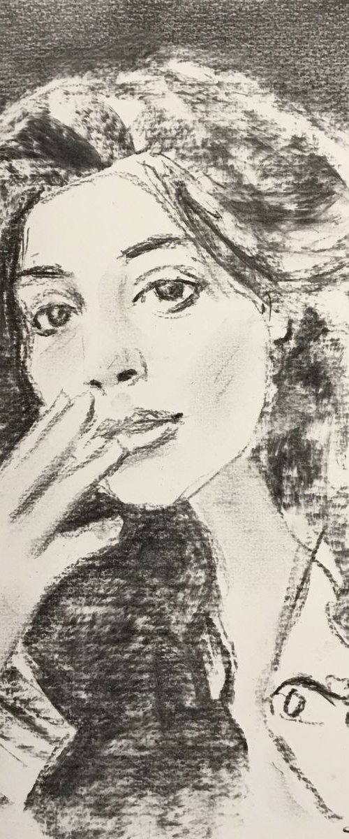 Quick Charcoal Portrait In April by Dominique Dève