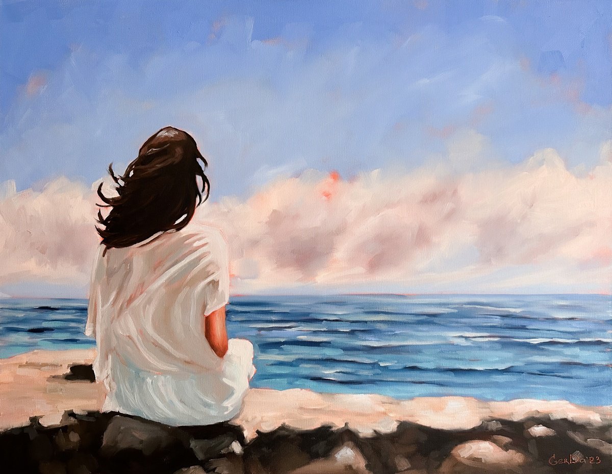 Impressionistic Landscape Oil Painting By Daria Gerasimova, 35 X 28, Hopeful Horizons, Original Artwork