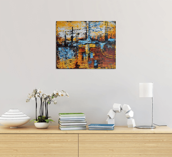 Construction Site - Modern abstract Palette knife Urban art Gift idea