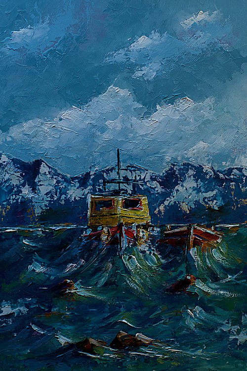 Boat on Adriatic sea. Croatian seascape by Marinko Šaric