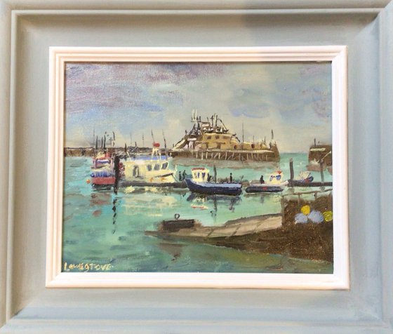 Ramsgate harbour oil painting