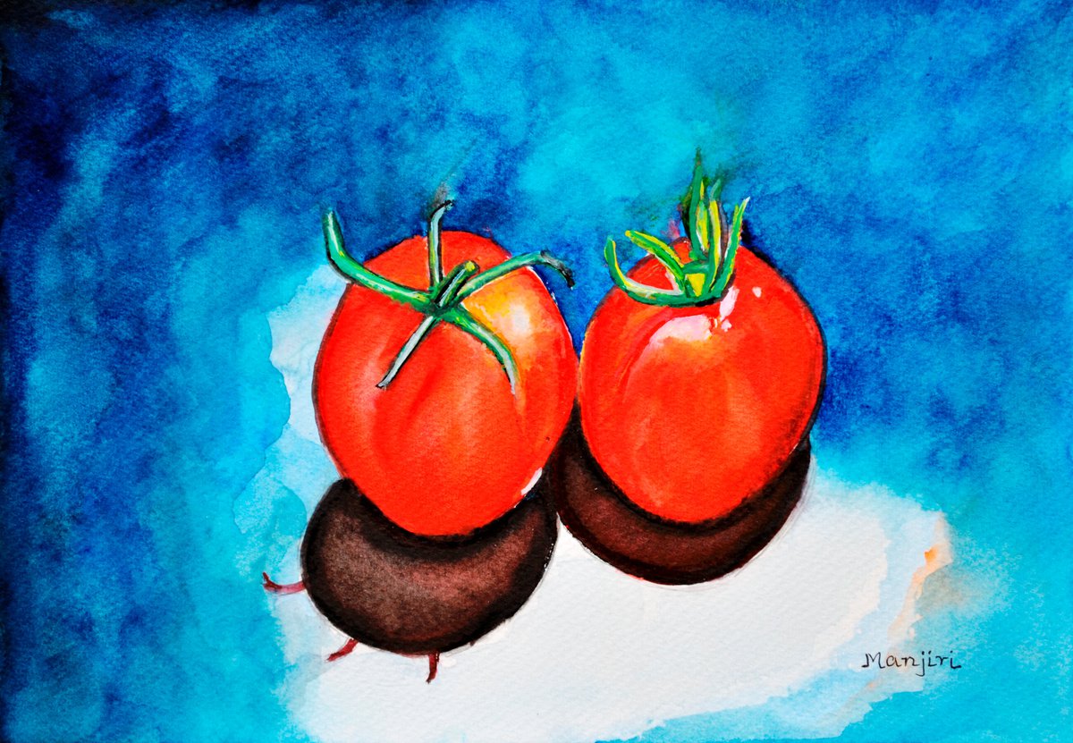 Red homegrown garden Tomatoes still life by Manjiri Kanvinde