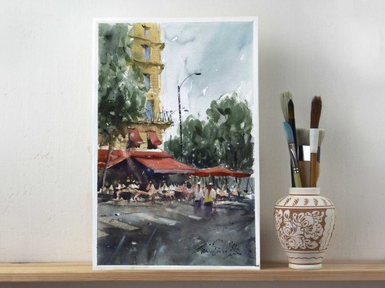 Paris watercolor art.