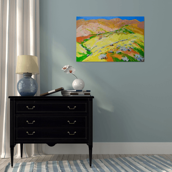 Yellow Blooming Hills. Spring in California