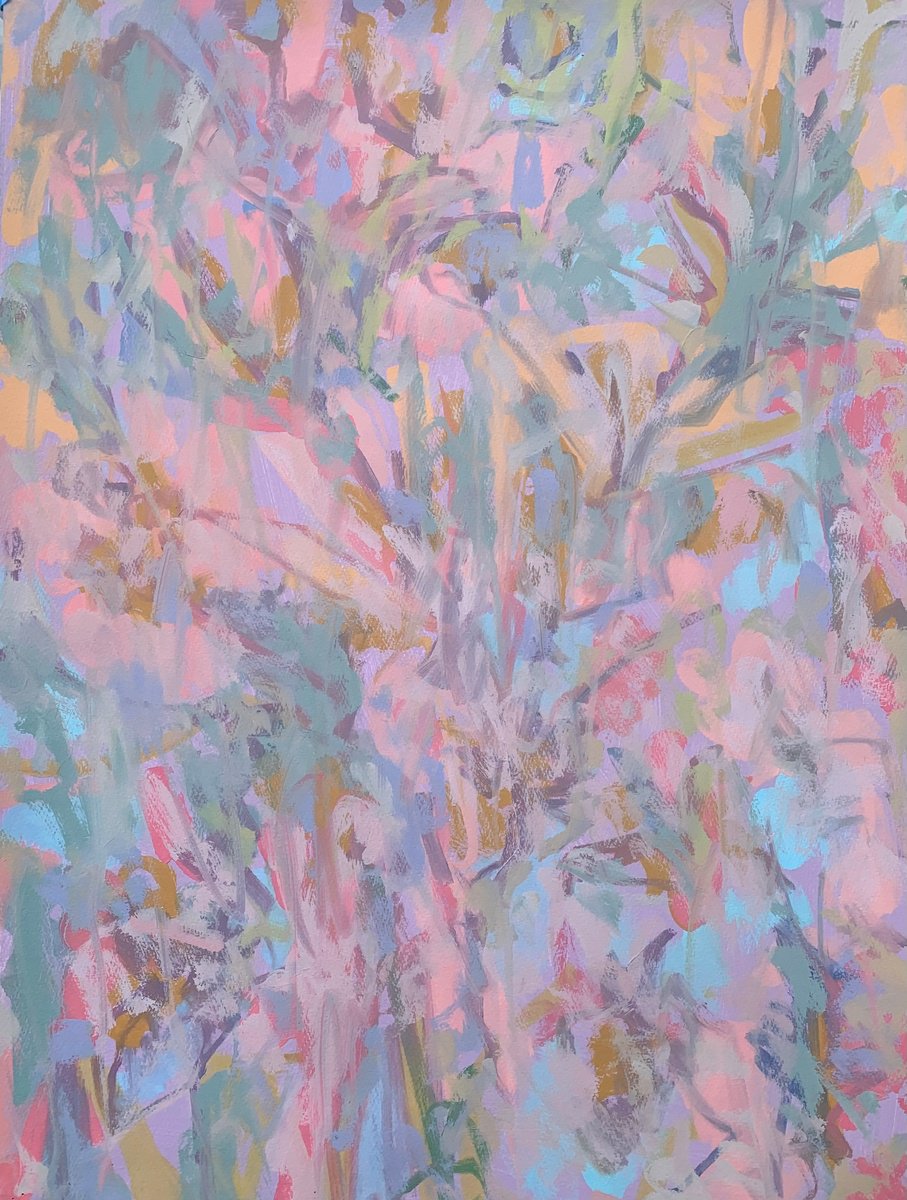 Organic Botanical Oil Painting By Kathleen Mullaniff, 21 X 30", 