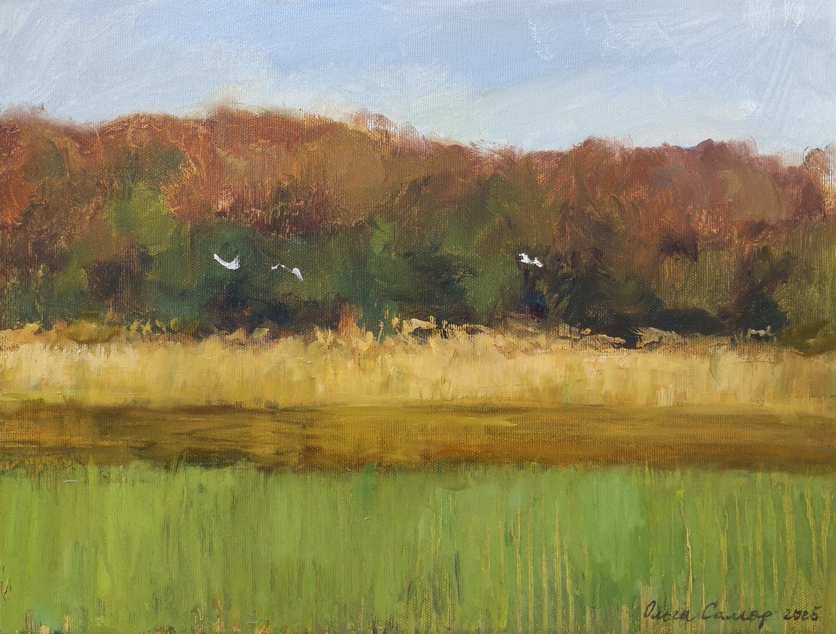 Expressive Landscape Oil Painting By Olga Samar, 16 X 12", Against The Winds, Original Artwork