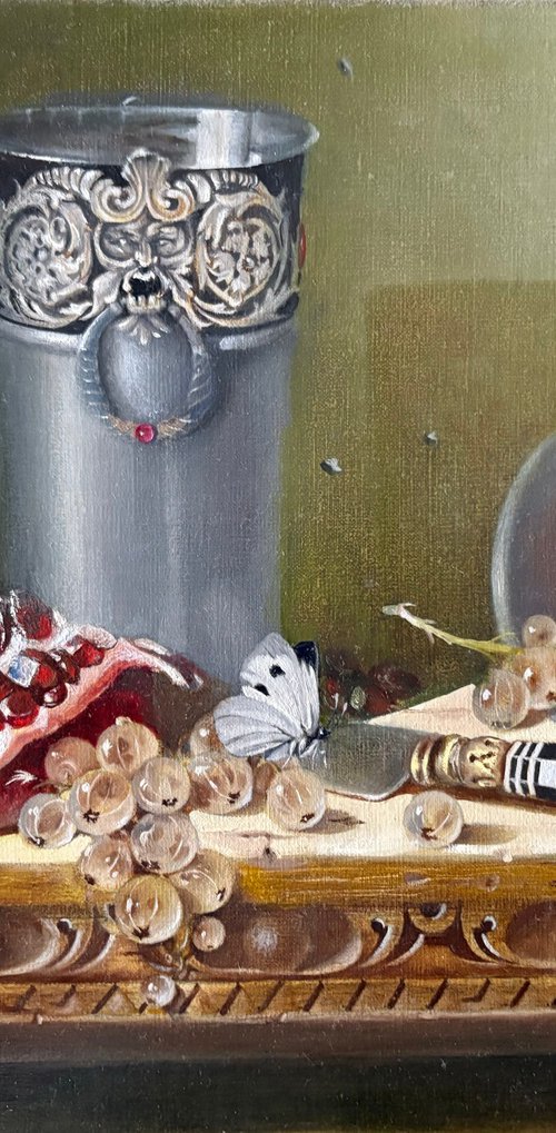 Still Life with Silver Cup and Butterfly by Gegham Avetisyan