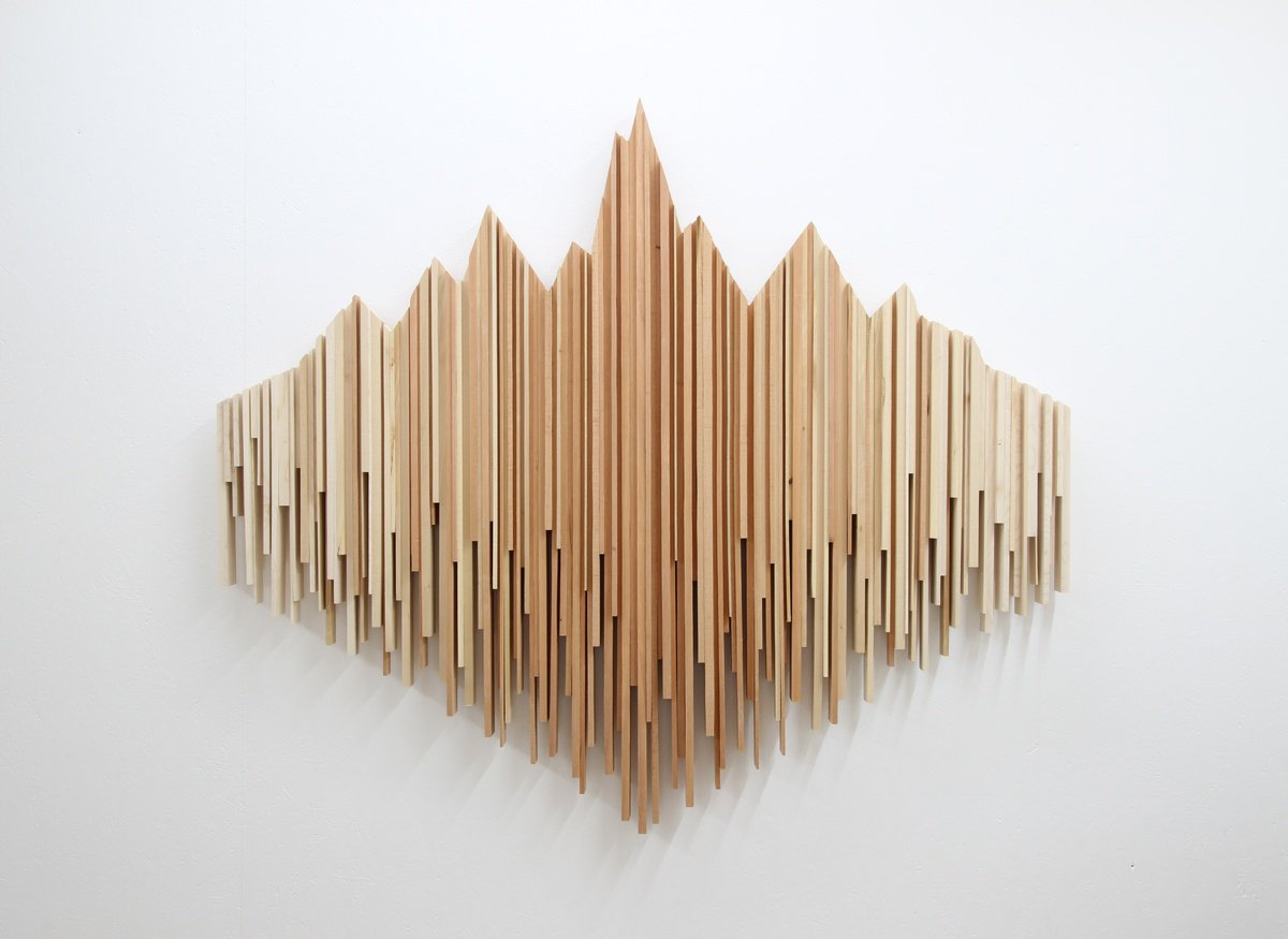 Landscape Wood Sculpture By Manfred Hellweger, 55 X 47", Mountain Flow Iii, Original Artwork