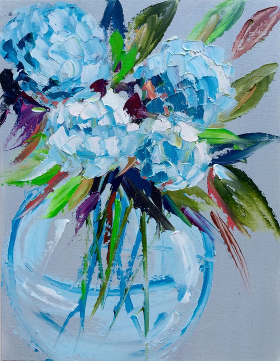 Vase of Hydrangeas 14"x11"