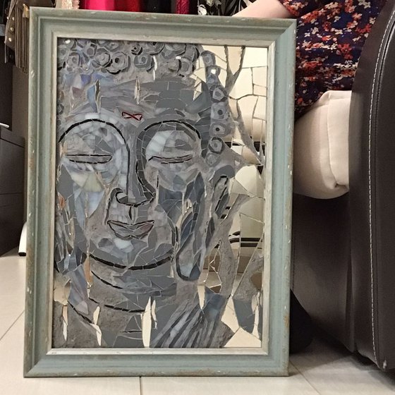 Glass mosaic meditation and spiritual  decor " Buddha "