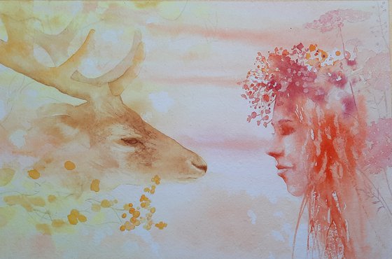 Dreaming Deer - Original Watercolour Painting