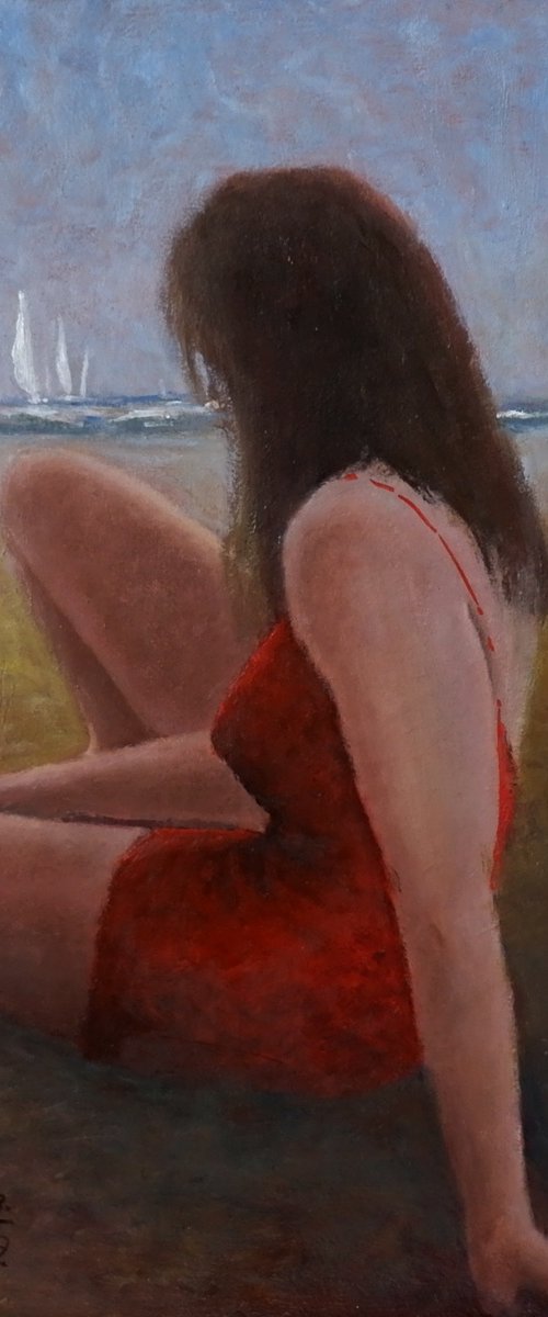 Woman on the beach by Gerard Kramer