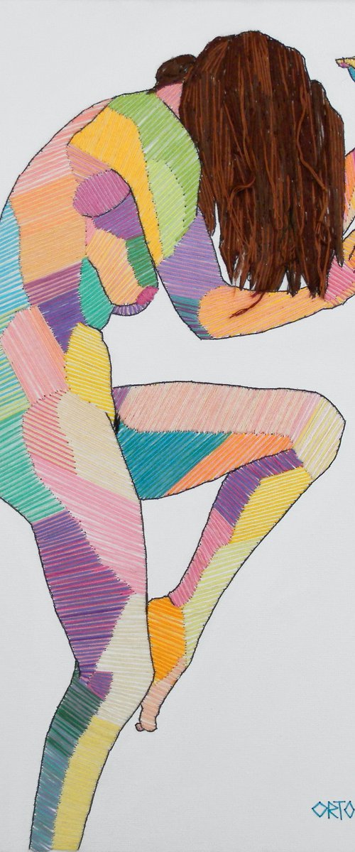 Embroidered Female Nude Figure Study 2 by Andrew Orton