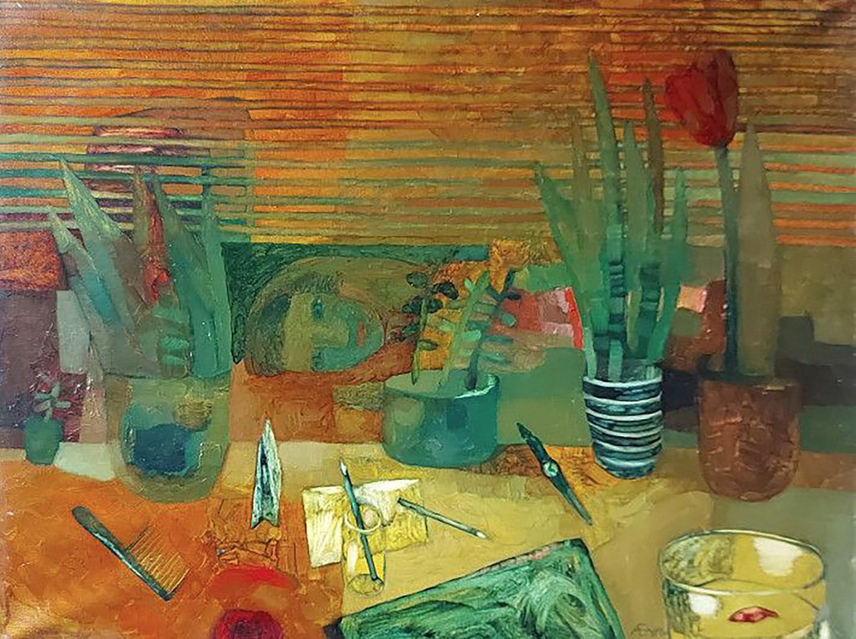 Impressionistic Still Life Oil Painting By Anna Bulkina, 35 X 28, In The Middle Of The Steellife, Original Artwork